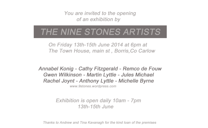 9 Stones Artists Opening (the night before the Borris Festival of Writing and Ideas begins)